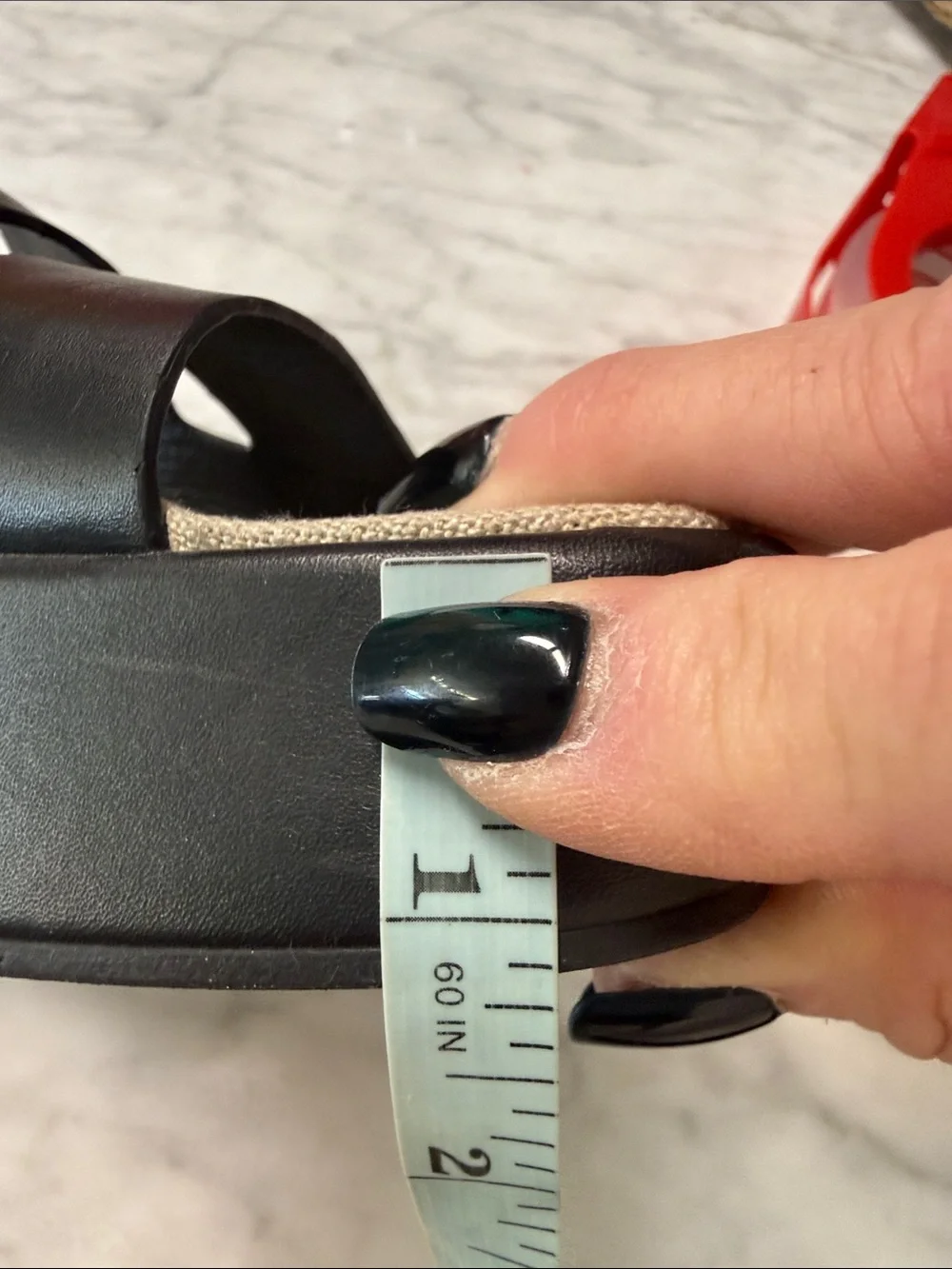 Emerson Fry Black Leather Platform Slides Size 9